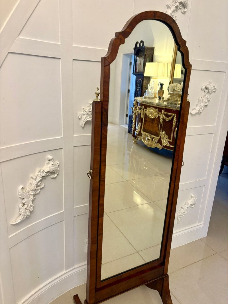 Fine Quality Antique Walnut Cheval Mirror - Image 7